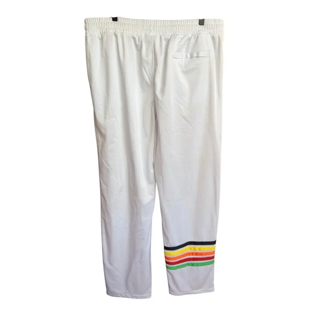 Sergio Tacchini Men’s Sweatpants White with Rainbow Print Size XL Tracksuit Pant